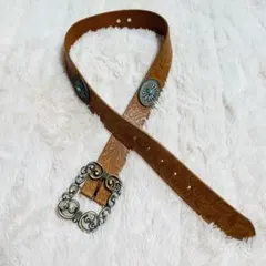 【美品】エスニックデザイン レザーベルト
