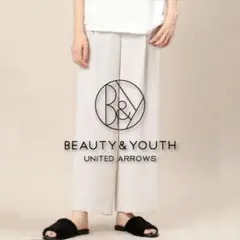 BEAUTY&YOUTH ダブルクロス タックワイドパンツ ライトグレー S