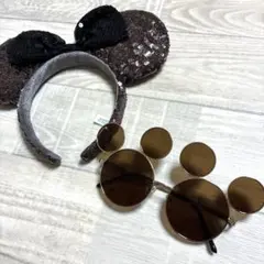 ディズニー ミッキー サングラス & カチューシャ セット売り ブラウン
