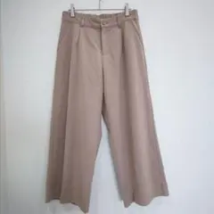 シネマクラブ　ワイドパンツ　タックパンツ　Ｌ　ウエストバックゴム　ベージュ