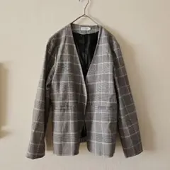 LEPSIM ノーカラーチェックジャケット L