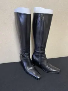 ■ロングブーツ■23区■未使用■取り外し自由飾りベルト付■ヒールゴム取替済■本革