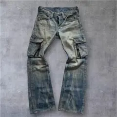 希少　00s Y2K Levi's 507 フレアカーゴデニム　縦落ち　フェード