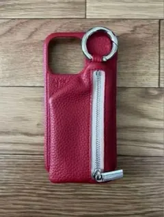 ajew×DOUBLEHEART iPhone13pro用 レッド ストラップ付