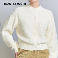 美品 ビューティアンドユース アローズ F ホワイト ニットカーディガン