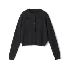 CABaN コットンカシミヤクルーネックカーディガン　チャコールグレー