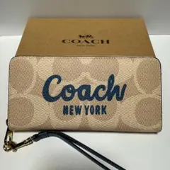 コーチ 長財布 CZ330 ロゴ刺繍 ベージュ
