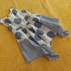 ワンピース ボーダー ドット 白 青のサムネイル