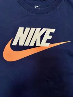 【定番】NIKE ナイキ ビッグロゴ Tシャツ ネイビー×オレンジ Sサイズ