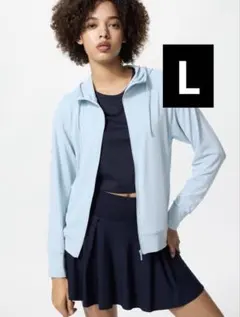 新品タダ付き　ユニクロ　エアリズムUVカットメッシュフルジップパーカ　L ブルー