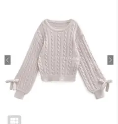 リボンケーブル編みショート丈ニットトップス[lt64]