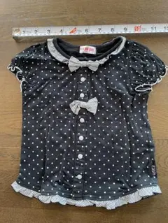 mezzo piano 黒の水玉模様シャツ リボン付き