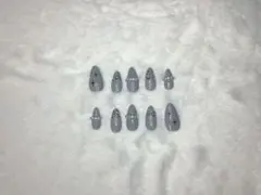 グレー ネイルチップ 12個セット 星.ヒョウ柄.デザイン