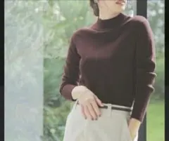 GLOBAL WORK メルティニットリブハイネック　ブラウン Mサイズ