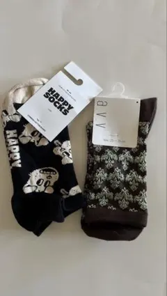 Happy Socks キャラクター柄 a.v.vソックス花柄2足セット