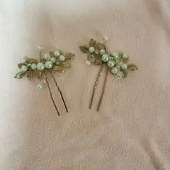 パールとクリスタルのヘアピンセット