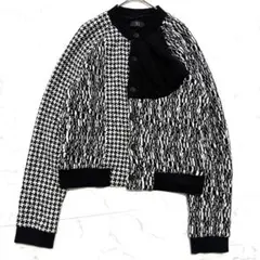 Yohji Yamamoto 千鳥格子 総柄ニットキルティングブルゾン 2のサムネイル