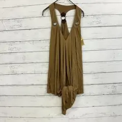 L.A.GLITTER チュニック ブラウン リング装飾 レーヨン混 F