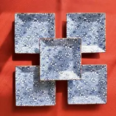 有田焼　龍峰窯 角皿 小皿 ５客 梅 10cm角