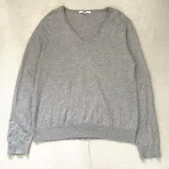 ユニクロ ニット セーター 薄手 大きいサイズ カシミヤ混 グレー XL