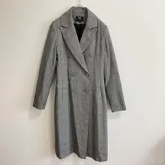 【美品】momoca チェック柄ロングコート／韓国製／高見えアウター／通勤にも