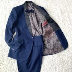 大きいサイズ タキシード セットアップ ネイビー 蝶ネクタイ セレモニースーツ