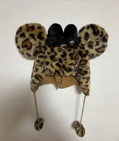 ヒョウ柄ミッキー型帽子