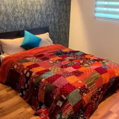 【L】レアストーンウォッシュ加工 手染め カンタキルト マルチカバー 807