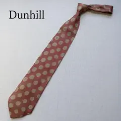 ダンヒル ネクタイ 橙×金 ドット柄 水玉模様 総柄デザイン 定番【n7579】