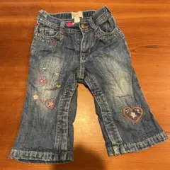 デニムフレアパンツ 刺繍入り