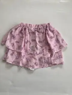 ピンク マカロン柄 リボン　キュロット　120