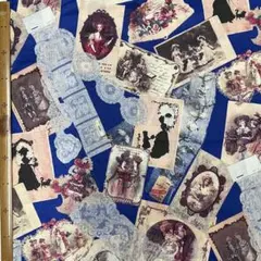 ヴィクトリアンコラージュ　ブルー　1m
