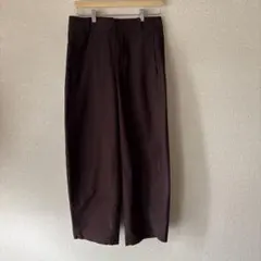 UNIQLOジャージーバレルレッグパンツ標準丈ダークブラウンXL