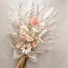 ウェディングブーケ ブートニア付き 韓国風 くすみピンク 前撮り 結婚式 花束