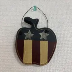 【美品】木製カントリー雑貨 壁飾り リンゴ型 インテリア