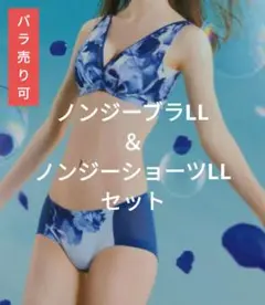 新品未開封　ノンジーブラLL＆ノンジーショーツLL　セット　シェイディングブルー