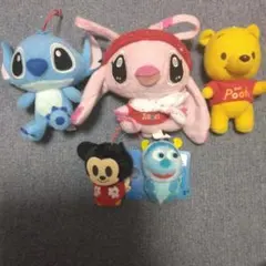 スティッチ・エンジェル・プーさん・ミッキー・サリバンぬいぐるみ5体セット