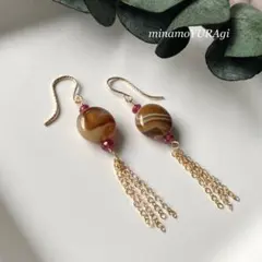 確認用ページ ブラウンレースアゲート ルビー ピアス 14kgf