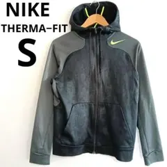 Nike フルジップ ブラックパーカー　サーマフィット　S　フード　ナイキ　黒