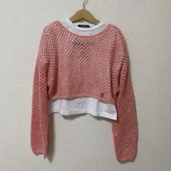バイラビット　メッシュニットクロップドトップスとTシャツセット