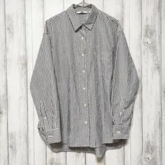 ユニクロ (M)　エクストラファインコットン ストライプシャツ　ブラウス
