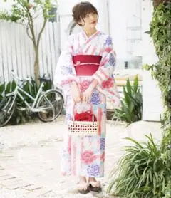 Dita 浴衣 ストライプ 牡丹柄 レッド系のサムネイル