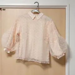 水玉オーガンジーパフスリーブブラウス