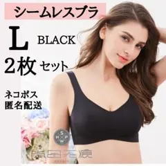 ▼２枚 ブラック L ナイトブラ シームレスブラ 育乳ブラ 補正下着 美胸 11