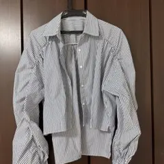 spick&span ブルーストライプ　ギャザーブラウス　シャツのサムネイル