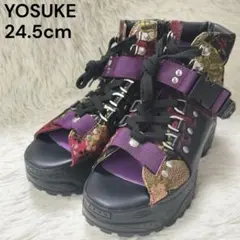 YOSUKE 厚底ブーツサンダル レースアップ ベルト 和柄 24.5cmのサムネイル