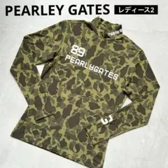 【極美品】PEARLY GATES 長袖インナーモックネックシャツ ロゴ 迷彩