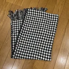 千鳥柄ストール ブラック・ホワイト 約58cm x 155