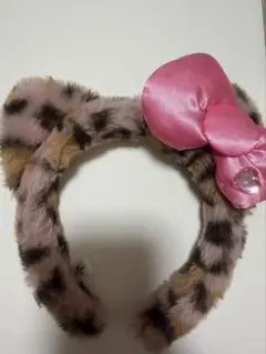 ヒョウ柄リボン付きカチューシャ