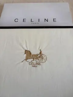 CELINE フラットシーツ 馬車柄 刺繍